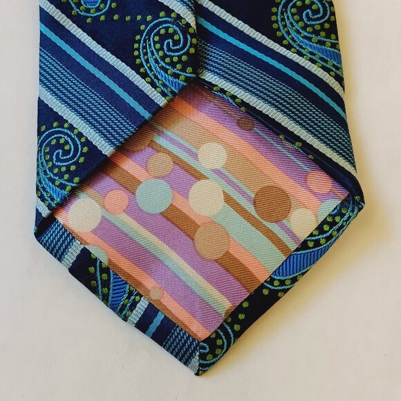 Ted Baker London Men's Blue Stripe/Paisley Silk Tie L60" W3.5" - Picture 6 of 12